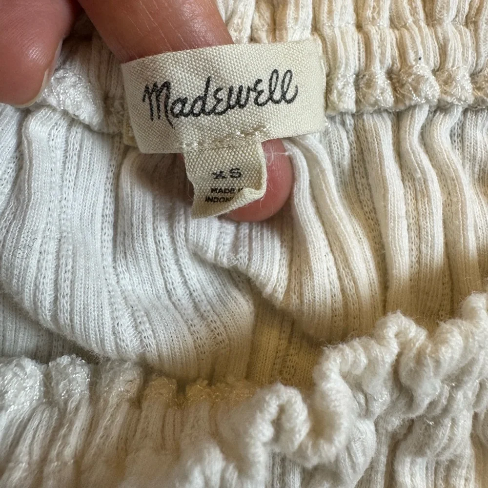Madwell Knot Pointelle Peasant Top Cream XS